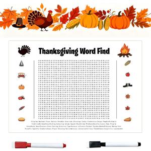 Jumbo Thanksgiving Word Search Poster Giant 36"x24" Wall Game with 50 Words Giant Thanksgiving Word Search Giant Word Search Poster Thanksgiving Game for Family Holiday Party decorations(Thanksgiving)