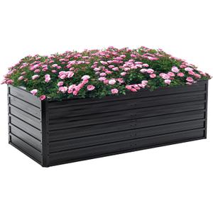 Thanaddo Galvanized Raised Garden Bed 6x3x2ft Outdoor Planter Box Galvanized Steel Garden Bed Kit for Vegetables, Flowers, Herbs and Succulents Black