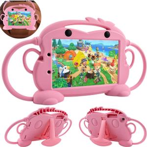 CHIN FAI for Samsung Galaxy Tab A 8.0 Case 2019 SM-T290/T295, Kids Friendly Shock Proof Silicone Handle Stand Protective Cover for Galaxy Tab A 8.0 inch 2019 Without S Pen (Pink)