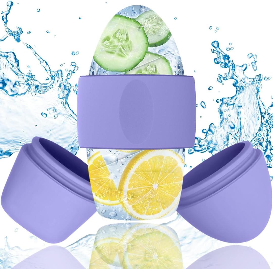 2 x Ice Roller for Face and Eye Massager for Face, Eyes and Neck Naturally Conditioning and Skin Care,De-Puff Eye Bags,Reduce Migraine Pain,Reusable Massage Silicone Ice Mold (Purple)