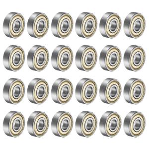 uxcell 24pcs 608ZZ Deep Groove Ball Bearings 8 x 22 x 7mm High Carbon Steel Double Shield Bearings for Electric Motor, Home Appliances, Garden Machinery C3 Silver Tone