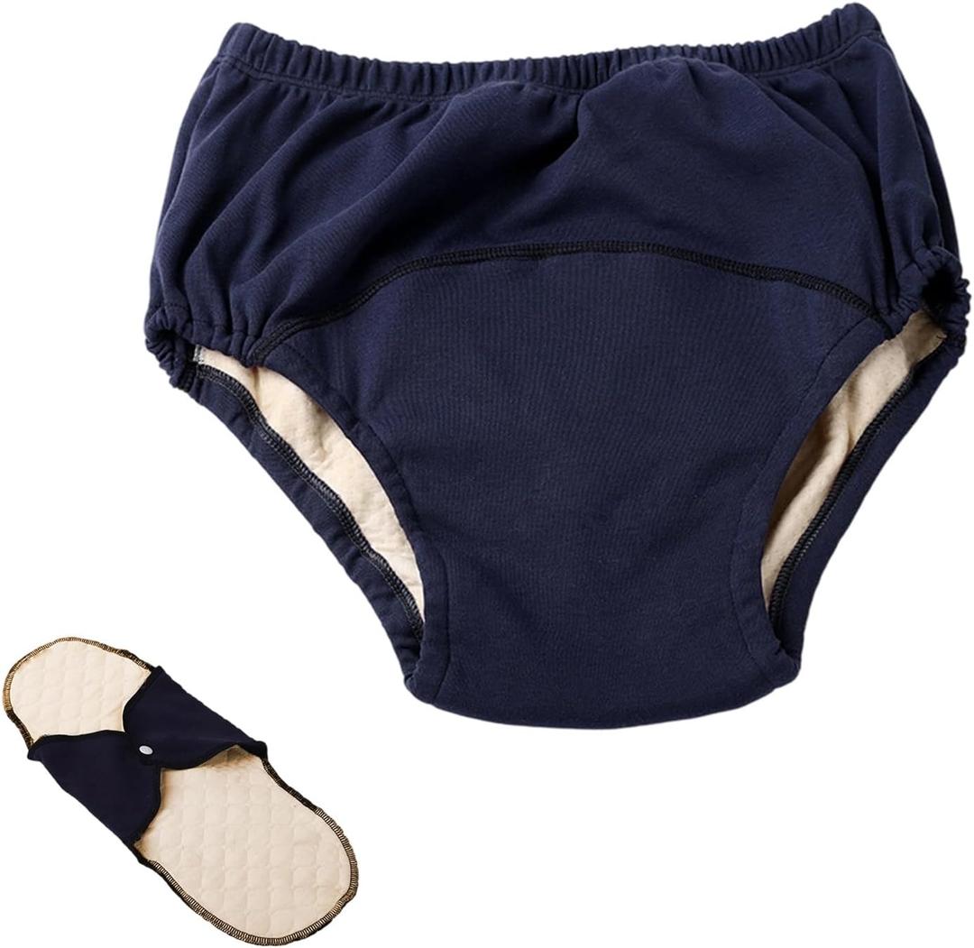 Reusable Adult Diapers, Washable Cloth Diaper Nappy, Leak-Proof Incontinence Underwear with Absorbent Inserts, Urinary Care Panties for Men, Women, Elderly (Blue, XXX-Large)