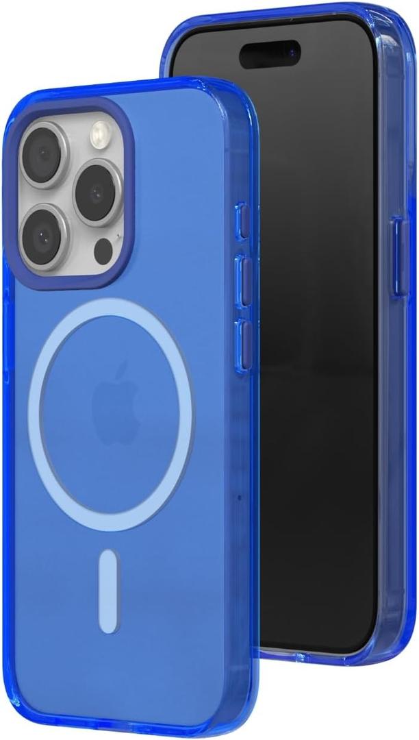 RhinoShield JellyTint Transparent Protective Case Compatible with MagSafe for [iPhone 15 Pro] | Superior Magnetic Force, Exceeds Military Drop Standards, Scratch Resistant, Shockproof - Cyber Blue