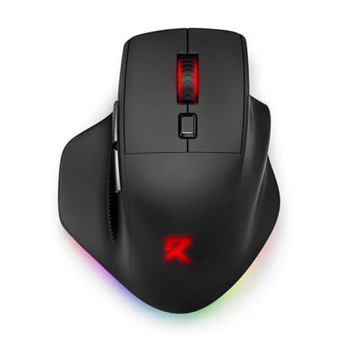 Redragon Large Wireless Gaming Mouse for Big Hands, Tri-Modes 2.4G/Bluetooth/Wired Rechargeable Ergo RGB Mouse with 2 Side Buttons, 6 Backlit Modes, Programmable Macro Gamer Mouse