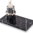 Real Luxurious Natural Marble Candle Plate, Pillar Candle Holder Stand, Decorative Small Candle Tray, Black Coasters, Candle dish for Coffee Table Decor, Wedding, Party, Home Decor(5.9*3.15*0.39in)