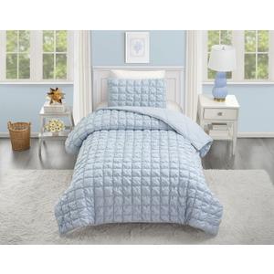 URBAN PLAYGROUND Dreamy Clouds Solid All Seasons Marshmallow Quilt Set, 2 Piece Soft Microfiber Textured Bedding Set for Boys, Girls, Teens - Twin/Twin XL, Puffy Blue