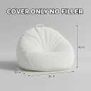 Faux Rabbit Fur Bean Bag Chair Cover Only (No Filler), Stuffed Animal Storage Bean Bag Cover, UltraSoft, Washable, Zippered, NonSlip Bottom, Handle,Living Room Furniture for Adults White