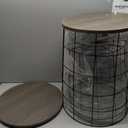Elevon Nesting Table End Table Wire Basket Base with Wood Tops Side Table Set of 2, Gray