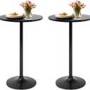 FDW Bistro Pub Table 40 Inch Height Cocktail Table Round Bistro Bar Table for Home, Kitchen Dining and Restaurant (Black)