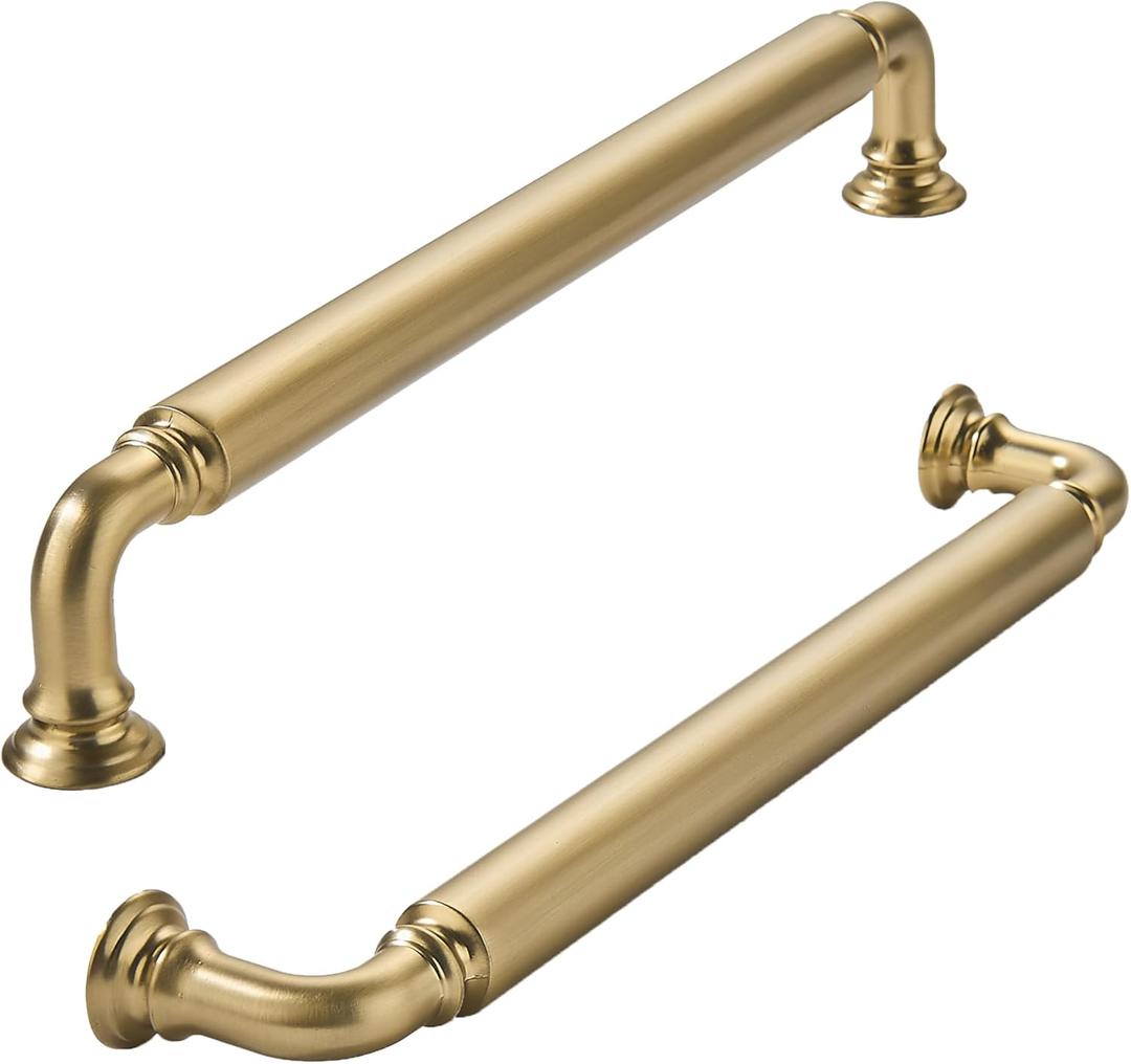 Khtumeware 10-Pack Champagne Bronze Heavy-Duty Solid Cabinet Pulls, 6 Inch (152mm) Hole Center, Satin Brass Drawer Pulls, Cabinet Hardware, Suitable for Kitchen Cabinets, Bathrooms and Dressers