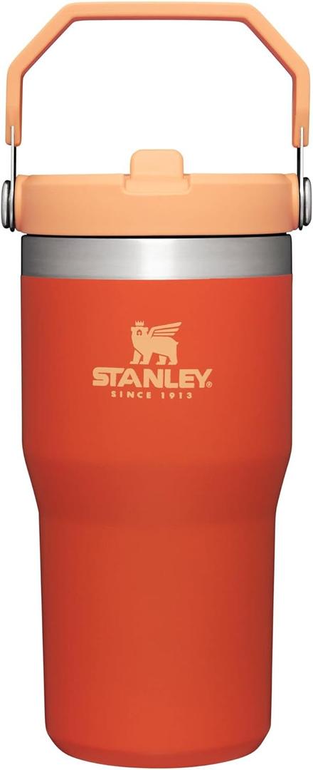 Stanley IceFlow Flip Straw Tumbler with Handle | Twist On Lid and Flip Up Straw | Leak Resistant Water Bottle | Insulated Stainless Steel | BPA-Free (20 Ounces, Tigerlily)
