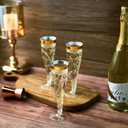 FOCUSLINE 100 Pack Plastic Champagne Flutes, 4.5 Oz Gold Rim Plastic Champagne Glasses, Disposable Clear Toasting Glasses Recyclable Champagne Cups for Wedding Party