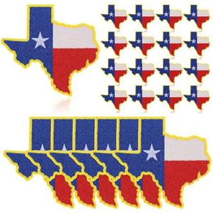 Lyrow 30 Pcs Texas Flag Patch Western Iron on Patches Texas Souvenir Sew on Embroidered Patch for Vest Hat Cloths Christmas Gift