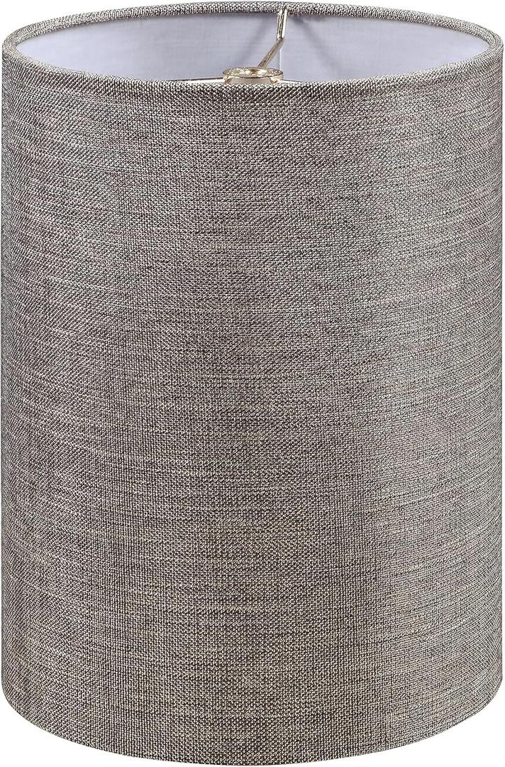Aspen Creative 31613 Transitional Drum Shape Spider Construction Lamp Shade in Stone Grey & Gold, (8" x 8" x 11")