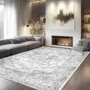 Area Rugs 8x10 Living Room - Machine Washable Rug Large Floor Carpet for Bedroom Dining Room Home (Protea-black/White)