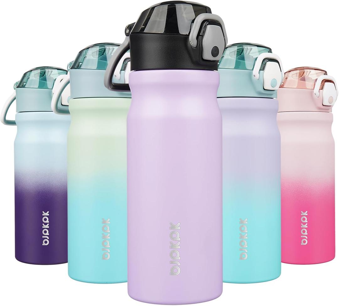 BJPKPK Water Bottle With Straw 18oz Insulated Water Bottles Reusable Stainless Steel Metal Thermos With Leak Proof Lockable Lid And Carry Handle,Iceberg (18 Ounces, A-Iceberg)
