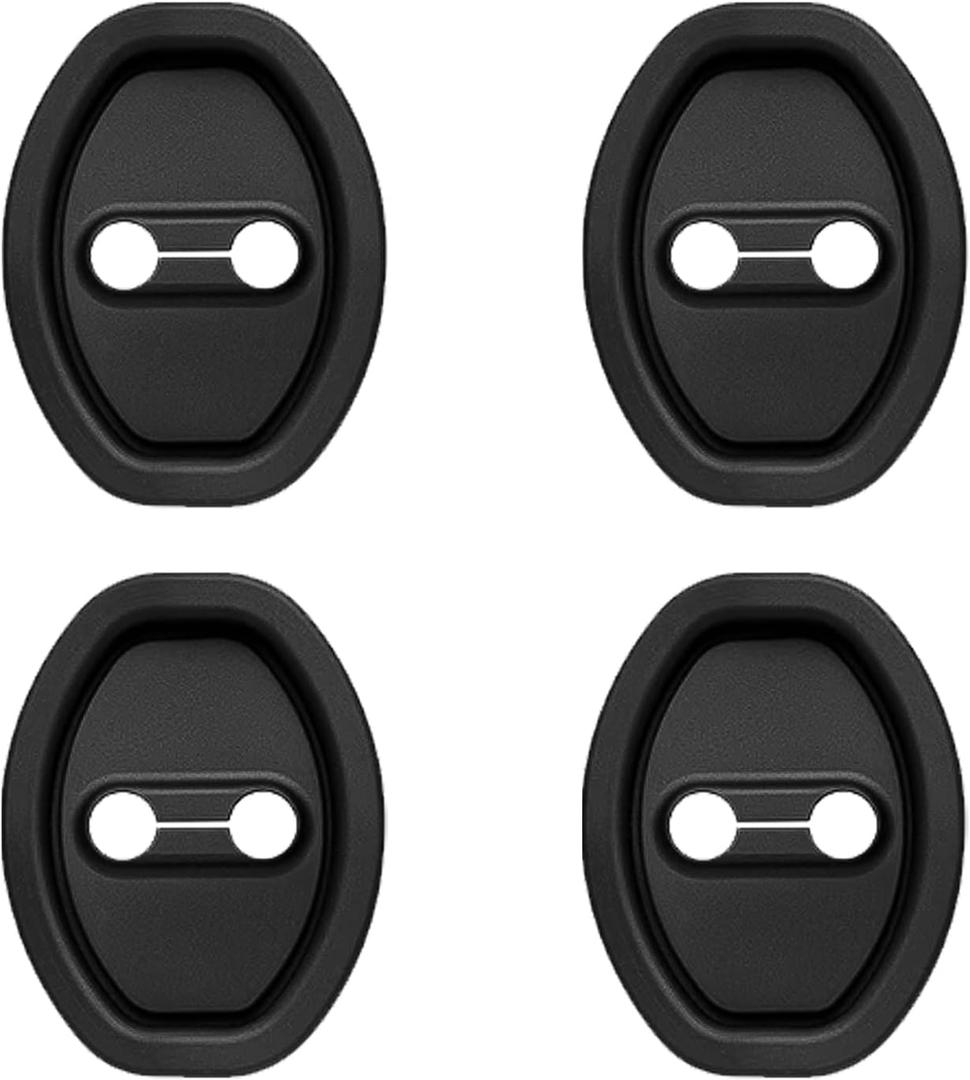 4PCS Car Door Lock Silicone Cover Sound Dampening Pad Silicone Car Door Latch Lock Cover Strike Protector Universal Latch Guard Slam Stopper Shock Absorber for Interior Auto Gate Latches (Black)