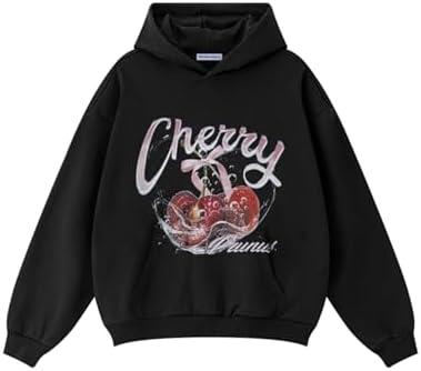 Aelfric Eden Graphic Hoodies Cherry Print Hoodie Long Sleeve Oversized Hooded Pullover Sweatshirt 2025 Trendy Tops Outfits M