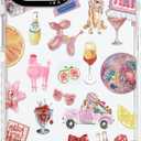 for iPhone 13 Case, Party Time Collage Pattern with Girly Pink Cocktails, Military-Grade Drop Protection, Girly Pink Soft Slim TPU Protective & Camera Protection for Women Girls