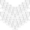 48 Pcs Disposable Plastic Glasses 5 oz Party Cups Hard Plastic Drinking Glasses with Stem Stackable Stemmed Goblets for Champagne Dessert Wedding Home Toasting(Clear)