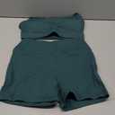 IMEKIS Women's Workout Sets 2 Piece Yoga Outfit High Waisted Biker Shorts Leggings Sports Bra Gym Fitness Clothes Tracksuit S, Teal