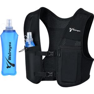 Running Vest for Women & Men, Adjustable Elasticated Sternum Straps Vest with 500ml Soft Flask, Fast and Free Reflective Running Vest, Designed for Running Marathon Trail Race Jogging Cycling (Medium)