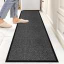 6ft Kitchen Runner Rugs Non Skid, Absorbent Small Jute Kitchen Carpet Rugs, Rubber Backed Home Floor Mat, Black