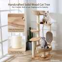 Wooden Cat Tree for Large Cat, 49.6IN Tall Cat Tower with Scratching Post for Indoor Cats, Multi-Level Cat Condo with Hand-Woven Cat Bed and Scratching Board Easy to Clean