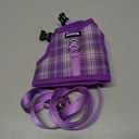 AIITLE Breathable Rabbit Harness and Leash Set - Plaid Pattern Padded Vest with Magic Tape Design, Dual D-Rings, Adjustable for Small Animal Pets, Indoor Outdoor Training Camping, Purple M