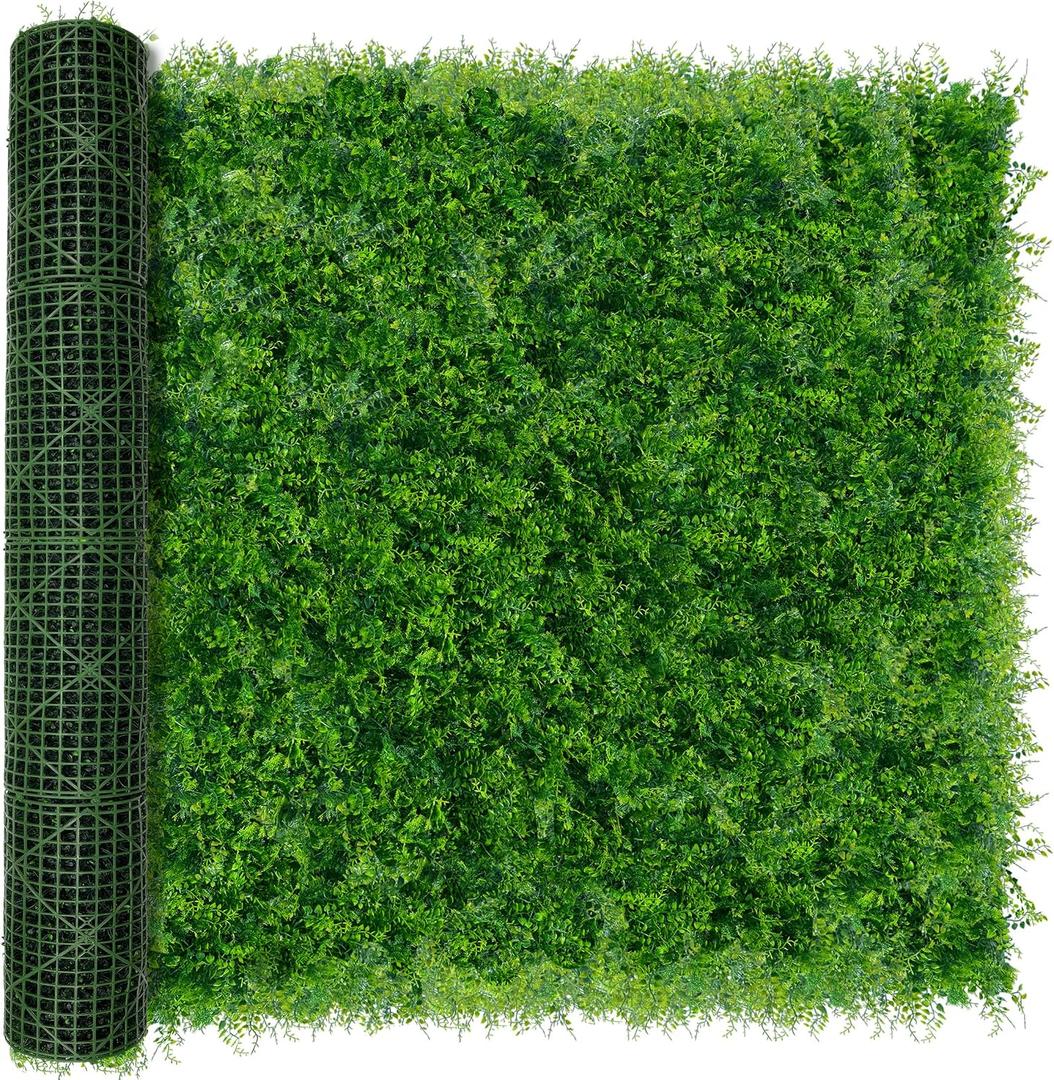 Greenery Faux Grass Wall Backdrop: 72"x144" (72 SQFT) UV-Anti Artificial Green Boxwood Panel for Patio Balcony Privacy & Ivy Fence Covering Privacy, Garden, Backyard Wall Backdrop Decor