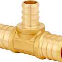 Uenede 8PCS LF Brass 3/4 to 1/2 to 3/4 Inch PEX Tee Reducer 3 Way Coupling Barb Crimp Pipe Tube Fitting