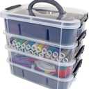 Bins & Things Stackable Storage Container with 2 Trays - Gray Craft Storage/Craft Organizers and Bead Organizer Box/Art Supply (Grey)
