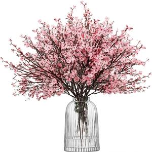 Uieke 15 Pcs Artificial Flowers Baby Breath Faux Artificial Gypsophila Bouquet Fake Silk Flowers Real Touch for Hotel Home Office Kitchen Bathroom Wedding Wall DIY Room Farmhouse Dcor (Pink)