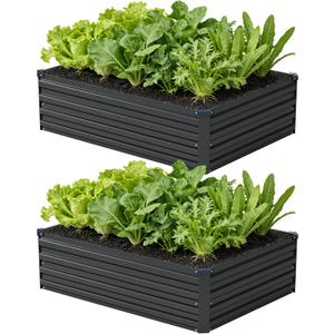 zunatu 4x3x1 ft(2 Pack) Galvanized Raised Garden Bed, Outdoor Planter Box Metal Patio Kit Planting Bed for Vegetables Flowers and Succulents, Black
