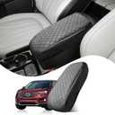 Center Console Cover Compatible with Ford Edge 2015-2024 Leather Armrest Box Cushion Cover Middle Console Pad, Black