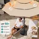 AreShark 9ft 3-Tier Patio Umbrellas, Outdoor Umbrella with 8 Sturdy Ribs UV Protection Windproof, Market Table Umbrella w/Push Button Tilt & Crank for Pool, Porch, Deck, Garden(Beige)
