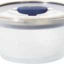 Anyday 4-Cup Microwave Cookware & Glass Container with Glass Lid, Plastic-Free Deep Food Storage | Stackable Airtight Steamer with Vented Lid for Microwave-Safe Reheating, Steaming Vegetables & Rice (Frosted - Blueberry)