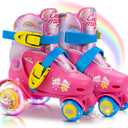 Adjustable Beginner Skates for Kids  Light-Up Wheels, Fun Tractor Design for Girls, Boys, Toddlers (X-Small (6.5C10C US), Rainbow Archer)