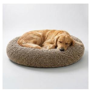 Muddy Mat® Cloud K-9 Bed for Dogs & Cats, Soft & Relaxing Donut Dog Bed, Chenille Material, Removable Cover, Washable & Dryer Safe–Beige Large(40'x40')