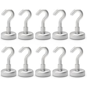 Strong Neodymium Magnetic Hooks, Rare Earth Magnetic Hooks Heavy Duty, Hooks for Hanging, Key Holder, Tool Box, Refrigerator, Pack of 10