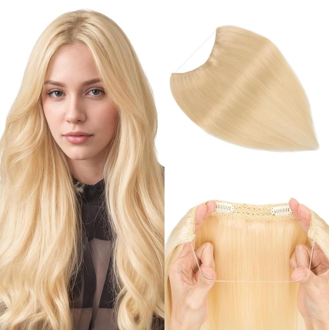Halo Hair Extensions Real Human Hair, MY-LADY Adjustable Halo Extensions Real Human Hair, 12 inch Platinum Blonde Women's Long Straight Hair Invisible Wire Hair Extensions Halo Hair Extensions Real Human Hair, MY-LADY Adjustable Halo Extensions Real Human Hair, 12 inch Platinum Blonde Women's Long Straight Hair Invisible Wire Hair Extensions