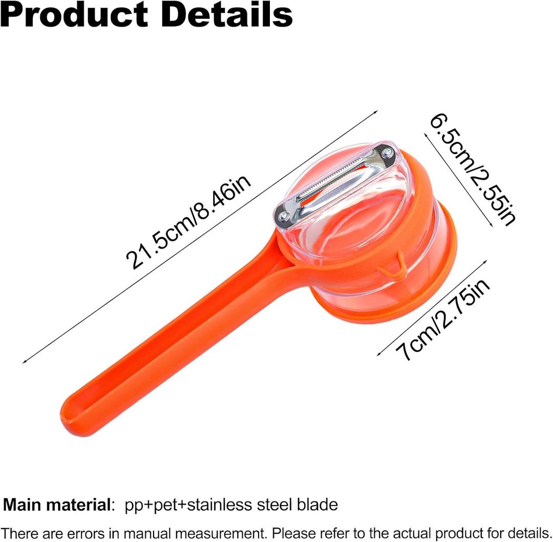 Orange Vegetable Peeler with Catcher, Double-Sided Stainless Steel Fruit Peeler, Citrus Carrot Potato Peeler Kitchen Essentials for Home 2 Pcs