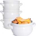 Vumdua Soup Bowls with Handles, 16 Oz Ceramic French Onion Soup Bowls - Stackable Oven Safe Bowls Serving Soup Crocks for Soup, Cereal, Chilli, Pot Pies, Set of 4, White