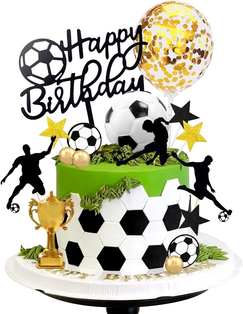 28 PCS Soccer Cake Topper Soccer Ball Player Cake Decorations for Soccer Birthday Party Sport Party Supplies