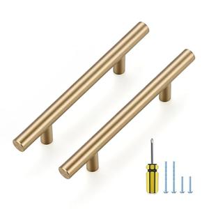 Ravinte 30 Pack Kitchen Cabinet Handles Champagne Bronze 3-1/2 Inch Hole Center Stainless Steel Pulls for Dresser Drawer Cupboard Handles with Screwdriver, 6 Inch Length