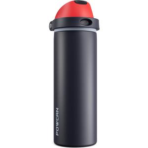 POWCAN 24 oz Stainless Steel Water Bottle: 2-in-1 Push-Button Spout & Quick-Flip Straw, Leakproof, Cold 24Hrs, Fits Car Cup Holder, Insulated Vacuum Flask for Sports, Trip, School Gift (Storm Hammer)