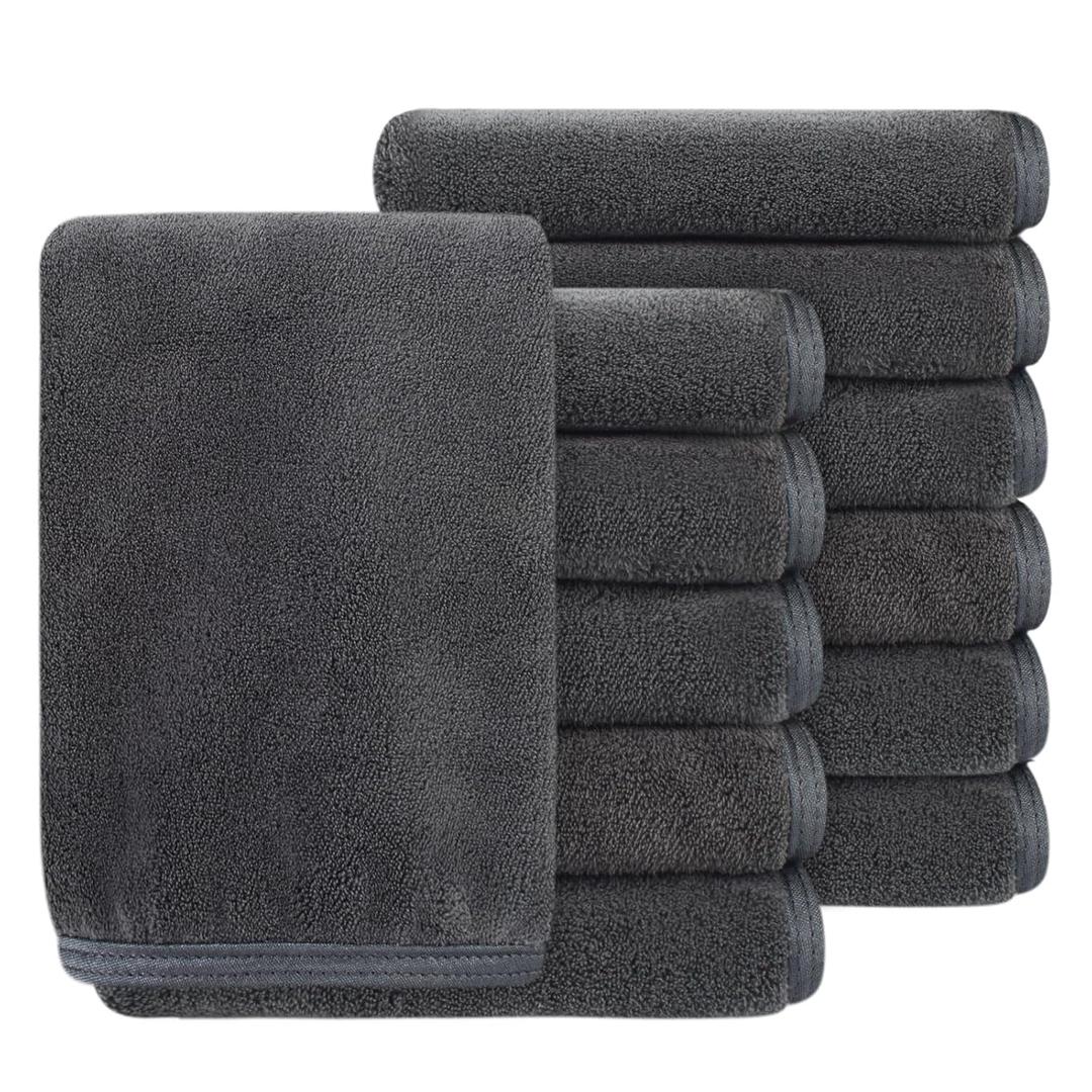 SINLAND Absorbent Coral Velvet Washcloth Ultra Soft Microfiber Face Towels 12 x 12 inch Multi-Purpose Face Cloths for Household and Sport