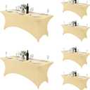 Fokitut 6 Pack Spandex Table Cover for 6FT Table Universal Fitted Stretch Tablecloth for Party, Banquet, Wedding and Events-Champnge