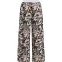 SOLY HUX Girl's Y2k Camo Sweatpants Elastic Waist Wide Leg Baggy Pants with Pockets Streetwear Army Green Maple Leaf 11Y