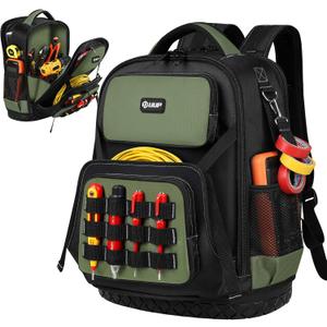 Tool Backpack, UUP Heavy Duty Tool Bag, Large Empty Toolbag Organizer with Waterproof Molded Hard Bottom, Utility Tool Laptop Storage Back Pack, HVAC Technician Electrician Construction Men Dad Gift